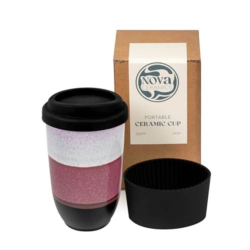 NOVA CERAMICS Coffee Travel Mug – Reusable Coffee Cup – Microwave & Dishwasher Safe Coffee Green Tumbler - Gifts For Women Men Him Her – 12oz – Eclipse - Image 1