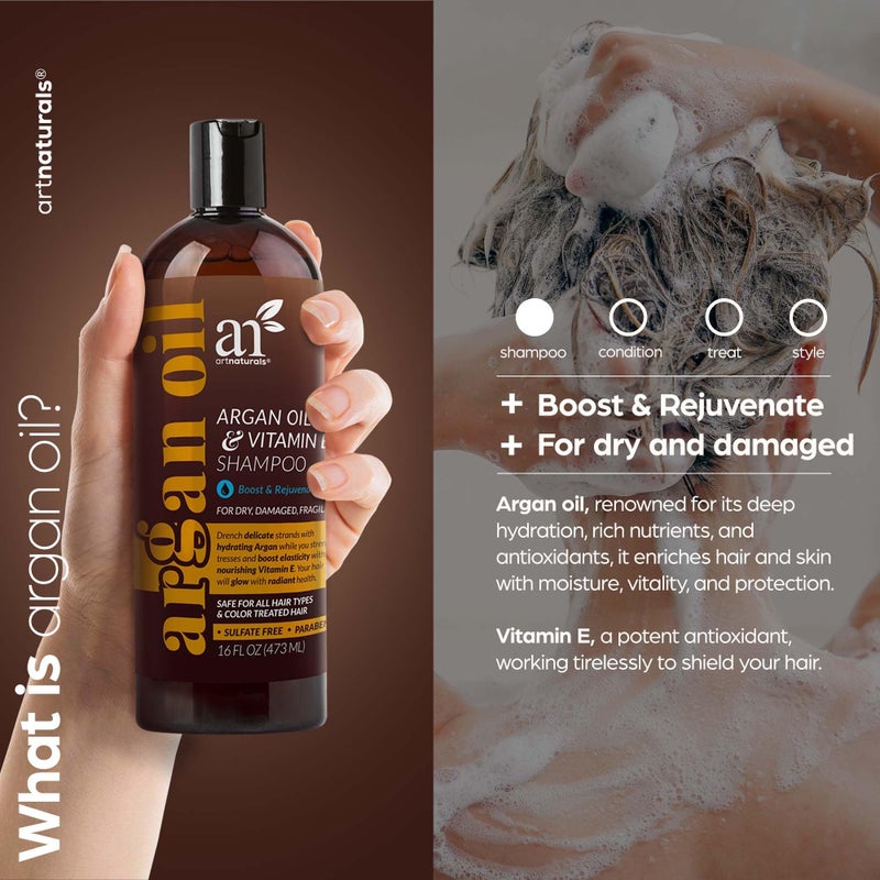 artnaturals Argan Hair Growth Shampoo - (16 Fl Oz / 473ml) - Sulfate Free - Treatment for Hair Loss, Thinning & Regrowth - Men & Women - Infused with Biotin, Argan Oil, Keratin, Caffeine - Image 2