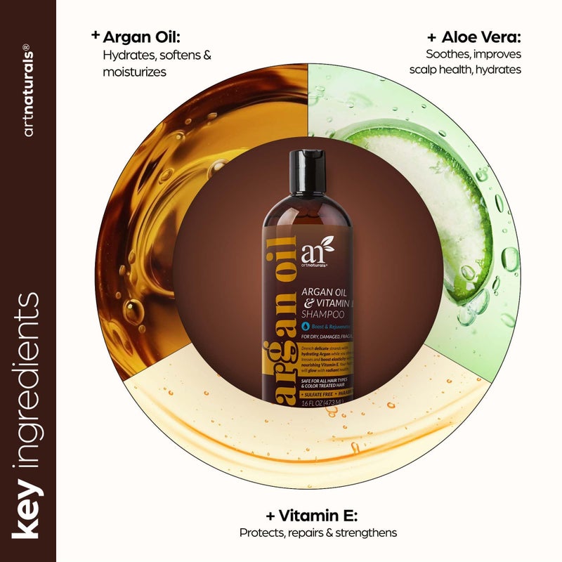 artnaturals Argan Hair Growth Shampoo - (16 Fl Oz / 473ml) - Sulfate Free - Treatment for Hair Loss, Thinning & Regrowth - Men & Women - Infused with Biotin, Argan Oil, Keratin, Caffeine - Image 4