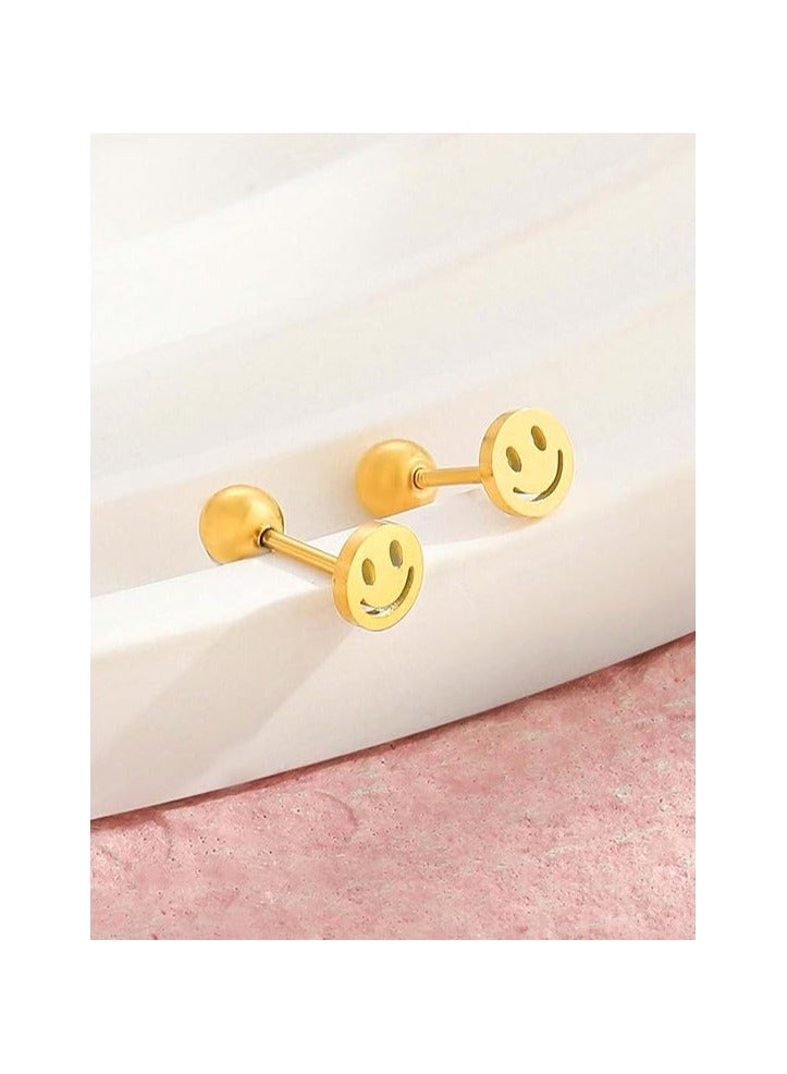 بونكا اقراط اذن انيقة للبنات والنساء من بونكا ماركة تستحقها كل امرأة   حلق سمايل ذهبي - Image 2