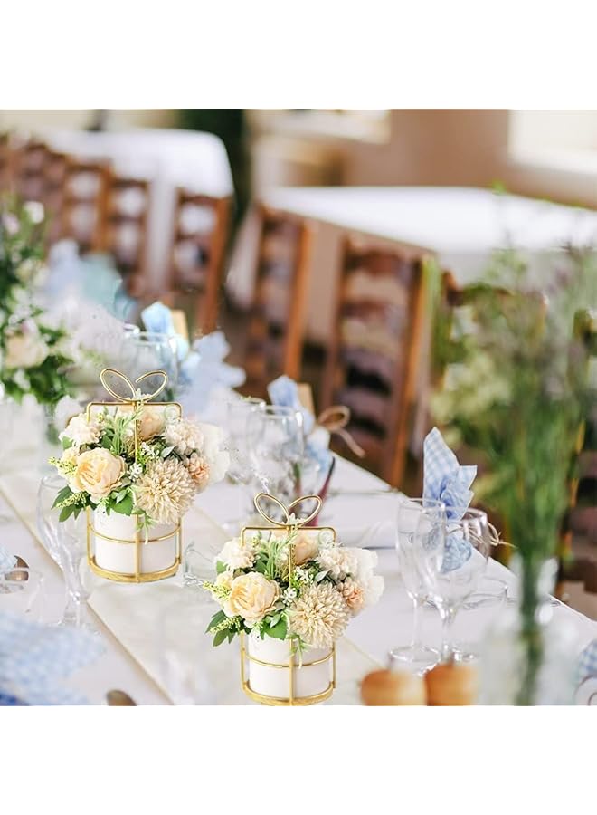 إيروريكس زهور صناعية زهور صناعية في مزهرية للمنزل زهرة الفاوانيا الحريرية مع مزهرية خزفية زرقاء نباتات صناعية صغيرة مزيفة لطاولة الزفاف المركزية طاولة بجانب السرير ديكور مكتب منزلي أبيض - Image 3