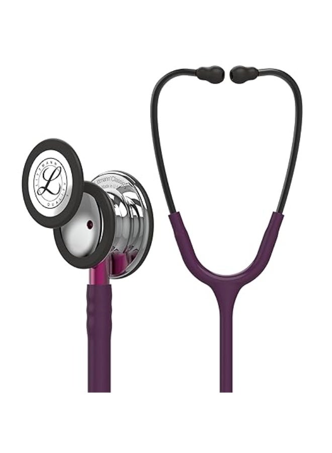Littmann 3M Littmann Classic III Monitoring Stethoscope, Mirror Chestpiece, Plum Tube, Pink Stem and Smoke Headset, 27 inch, 5960 - Image 1