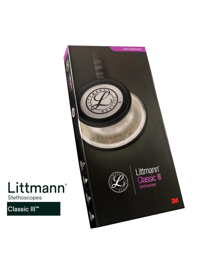 Littmann 3M Littmann Classic III Monitoring Stethoscope, Mirror Chestpiece, Plum Tube, Pink Stem and Smoke Headset, 27 inch, 5960 - Image 5