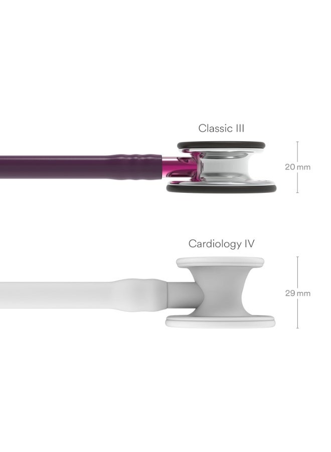 Littmann 3M Littmann Classic III Monitoring Stethoscope, Mirror Chestpiece, Plum Tube, Pink Stem and Smoke Headset, 27 inch, 5960 - Image 2