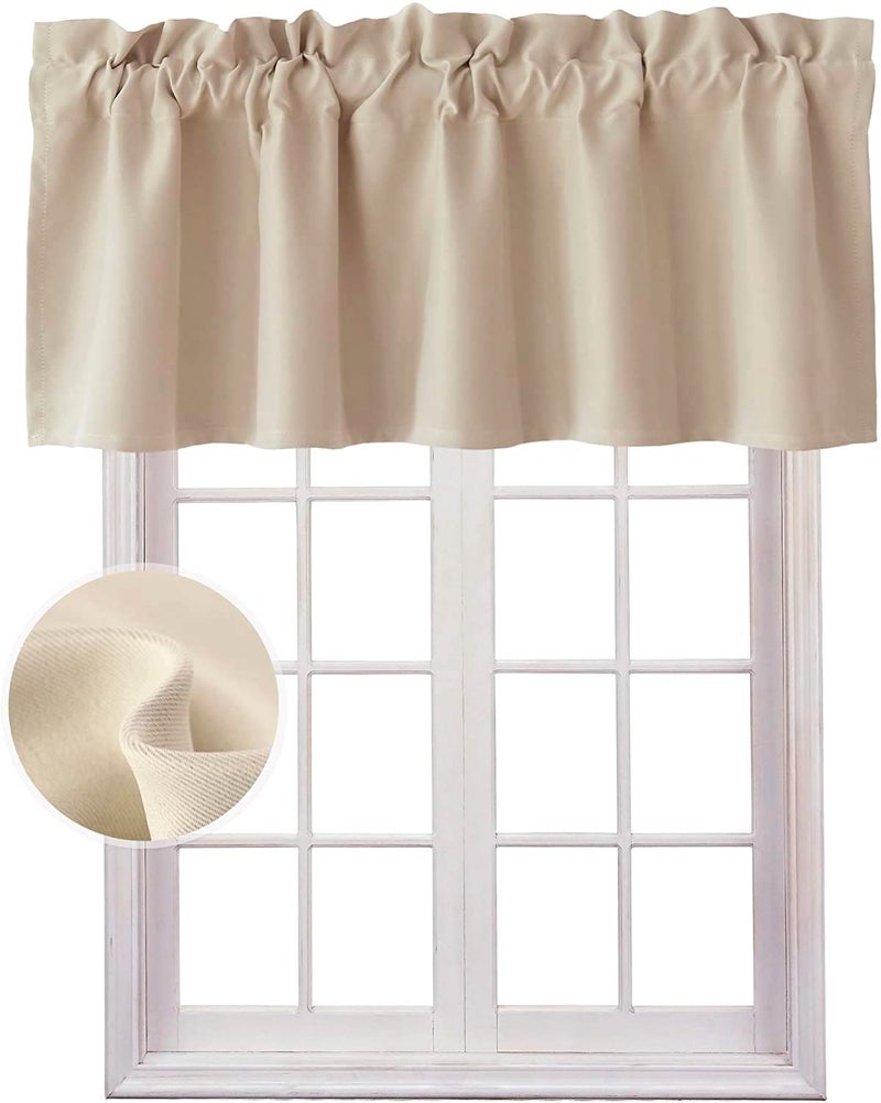 Hiasan Hiasan Valance Curtains for Kitchen Blackout Thermal Insulated Solid Window Curtain Valance Biscotti Beige 42 x 18 Inches 1 Panel 