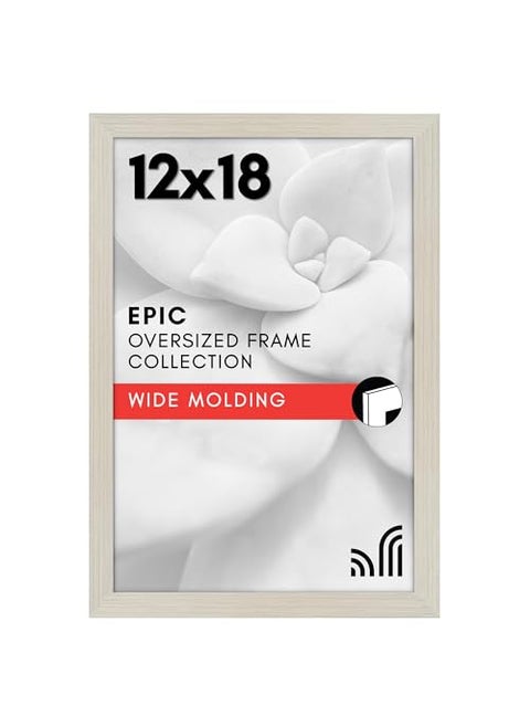 Americanflat 12x18 Poster Frame with Polished Plexiglass  Wide Picture Frames Made of Engineered Wood for Vertical or Horizontal Wall Display  Epic Collection  Light Wood