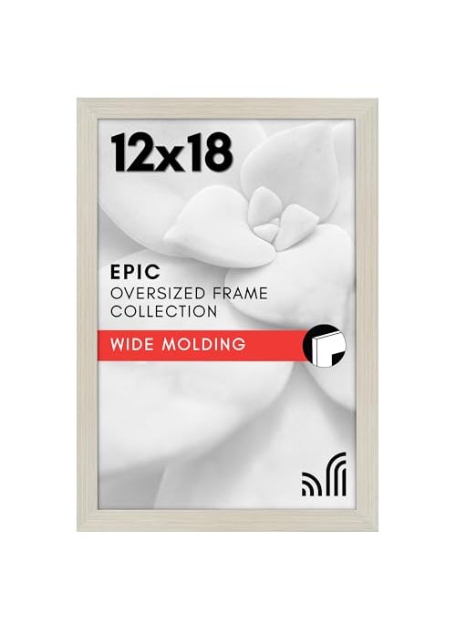 Americanflat 12x18 Poster Frame with Polished Plexiglass  Wide Picture Frames Made of Engineered Wood for Vertical or Horizontal Wall Display  Epic Collection  Light Wood