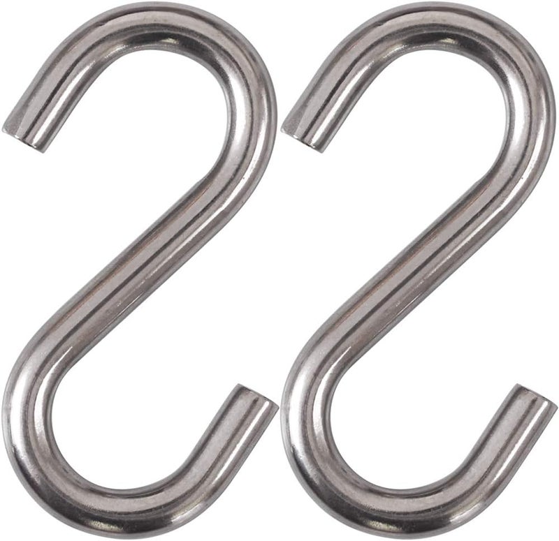 Cozihom Heavy-Duty 304 Stainless Steel S Hooks, 3.3 Inch Hammock, Swing S Hooks, Industrial Grade Quality Utility Hooks Pack of 2 - Image 1