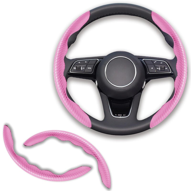 Lunwag 2pcs Universal Fit Carbon Fiber Steering Wheel Cover AntiSkid Steering Wheel CoverSegmented Steering Wheel ProtectorCar Interior Accessories Plik - Image 3