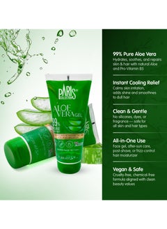 Paris Collection Aloe Vera Gel - 200 ml | 99% Pure | For Skin & Hair | With Natural Aloe & Panthenol (Pro-Vitamin B5) | No Silicones, Dyes, or Fragrance| Unisex 