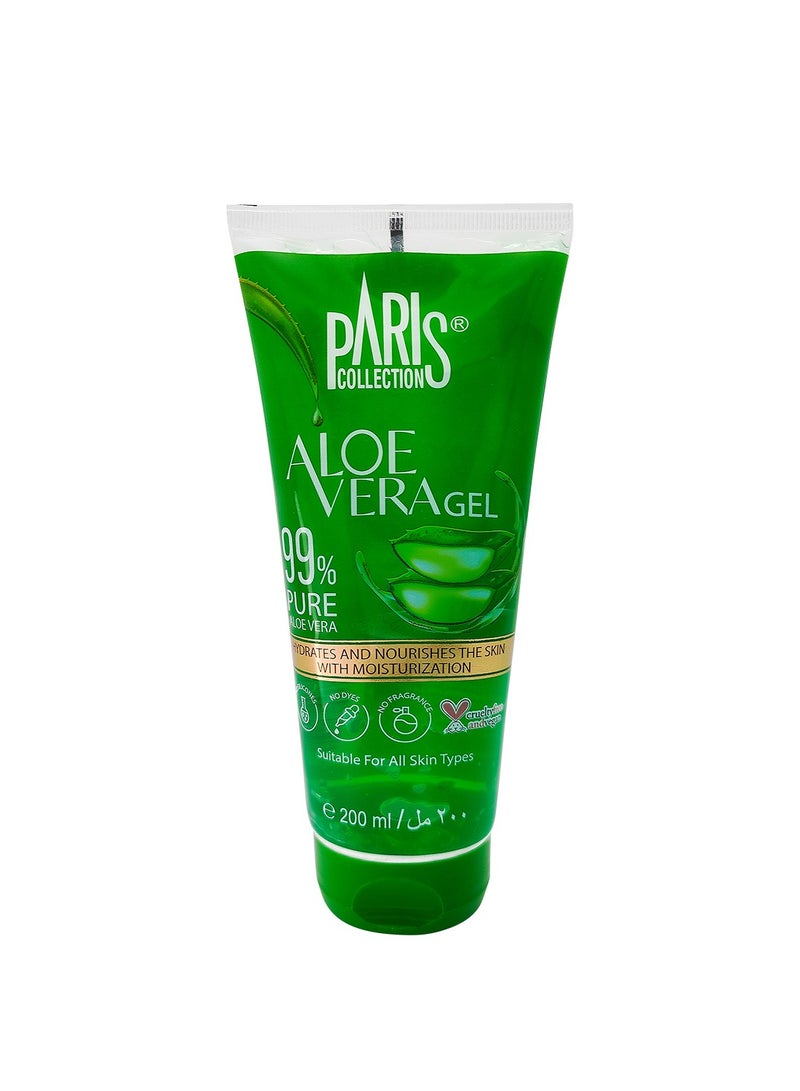 Paris Collection Aloe Vera Gel - 200 ml | 99% Pure | For Skin & Hair | With Natural Aloe & Panthenol (Pro-Vitamin B5) | No Silicones, Dyes, or Fragrance| Unisex 