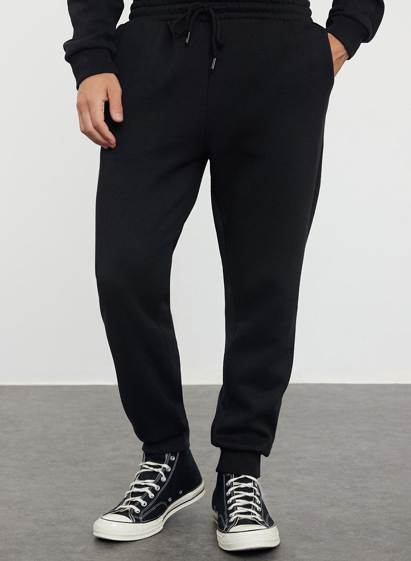 trendyol Black Regular/Normal Cut Fleece/Lined Warm Sweatpants - Image 1