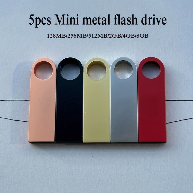 5pcs 128MB Mini USB Flash Drive Metal Pen Portable Memory Stick - Image 1