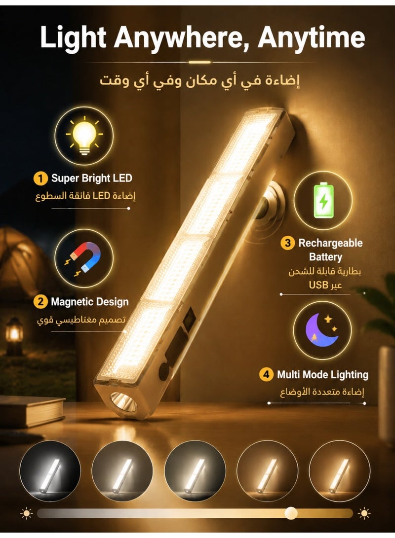 مصباح تخييم LED لاسلكي، لمبة طوارئ مغناطيسية قابلة لإعادة الشحن للاستخدام الخارجي - Image 2