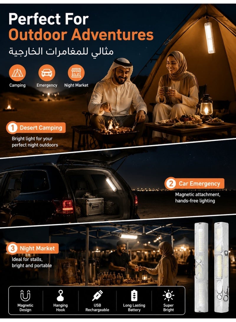 مصباح تخييم LED لاسلكي، لمبة طوارئ مغناطيسية قابلة لإعادة الشحن للاستخدام الخارجي - Image 3