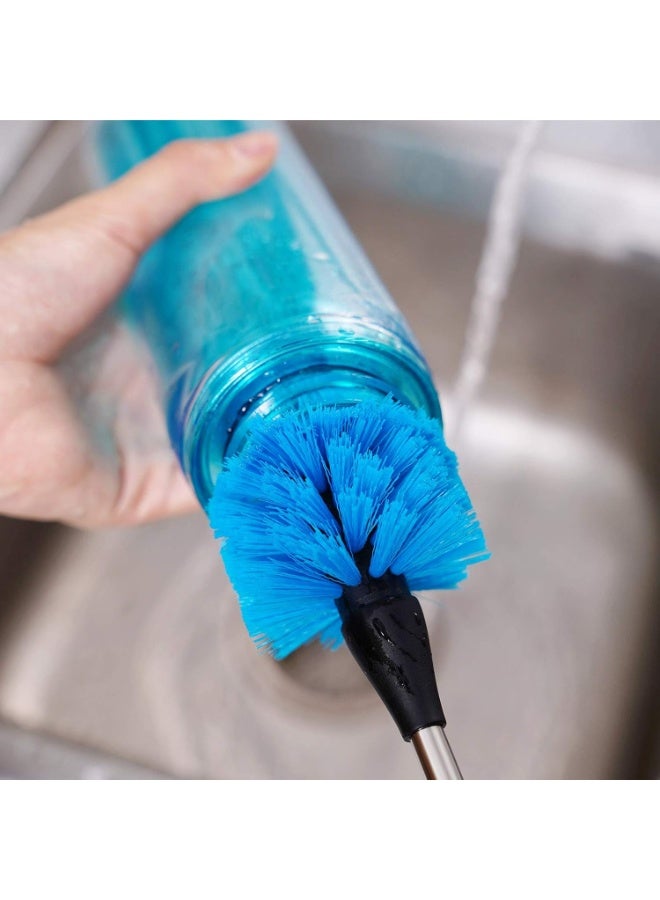 3-in-1 Stainless Steel Water Bottle Brush Set, Long Handle Water Bottle Scrubbing Brush, Built for Cleaning Narrow Neck Bottles, Sport Bottles, Baby Bottles, Coffee Mugs, Tumblers, Flask, Round Head - Image 5