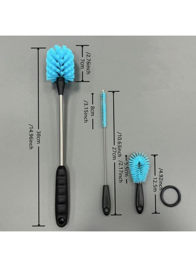 3-in-1 Stainless Steel Water Bottle Brush Set, Long Handle Water Bottle Scrubbing Brush, Built for Cleaning Narrow Neck Bottles, Sport Bottles, Baby Bottles, Coffee Mugs, Tumblers, Flask, Round Head - Image 4