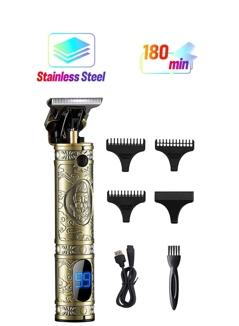 T Outline Clippers Trimmer, Hair Clipper,Electric Pro Li Outline Trimmer T Blade Trimmer Grooming Cordless Rechargeable,Professional 0mm Baldheaded Zero Gapped Trimmer Hair Clipper for Men (Gold) - Image 1