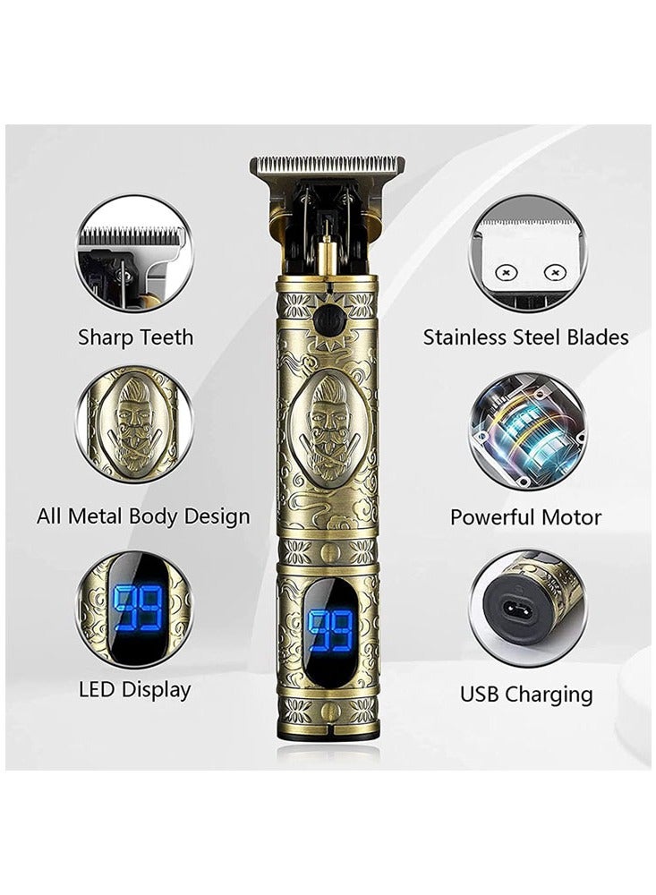T Outline Clippers Trimmer, Hair Clipper,Electric Pro Li Outline Trimmer T Blade Trimmer Grooming Cordless Rechargeable,Professional 0mm Baldheaded Zero Gapped Trimmer Hair Clipper for Men (Gold) - Image 3