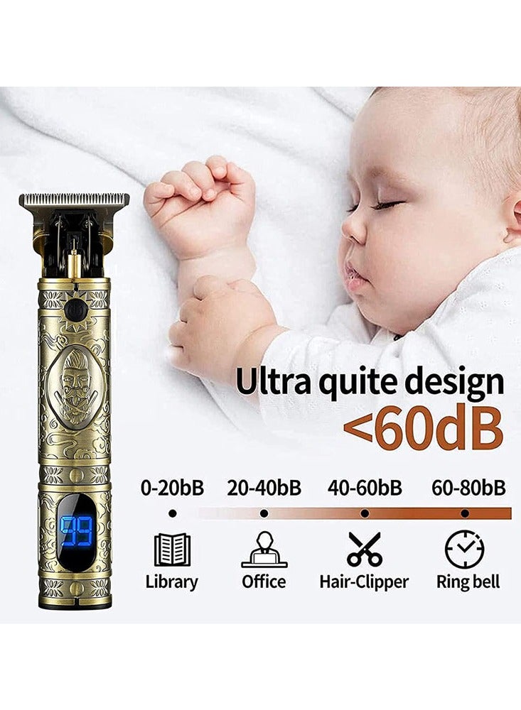 T Outline Clippers Trimmer, Hair Clipper,Electric Pro Li Outline Trimmer T Blade Trimmer Grooming Cordless Rechargeable,Professional 0mm Baldheaded Zero Gapped Trimmer Hair Clipper for Men (Gold) - Image 5