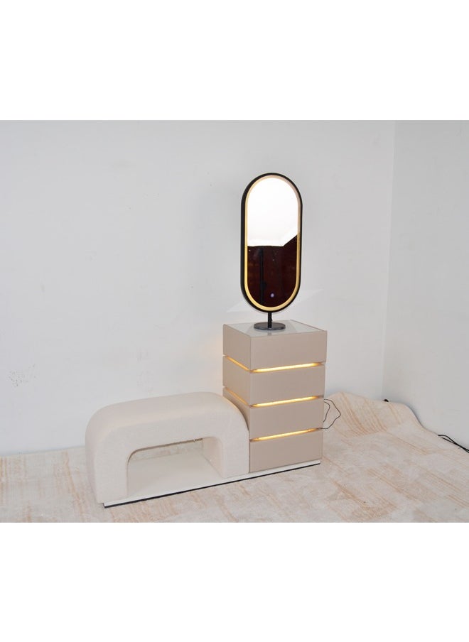 NKX Dressing Table with LED Mirror & Shoe Changing Stool  - Image 5