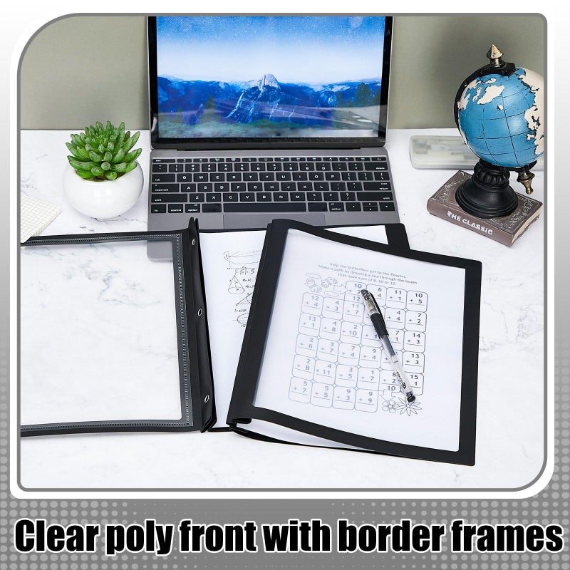 Teling 24 Pcs Report Covers with 3 Prong Fasteners Clear Front Presentation Folders Frame View Poly Report Folder Presentation Binder for Paper Document School Office (Black) - Image 4