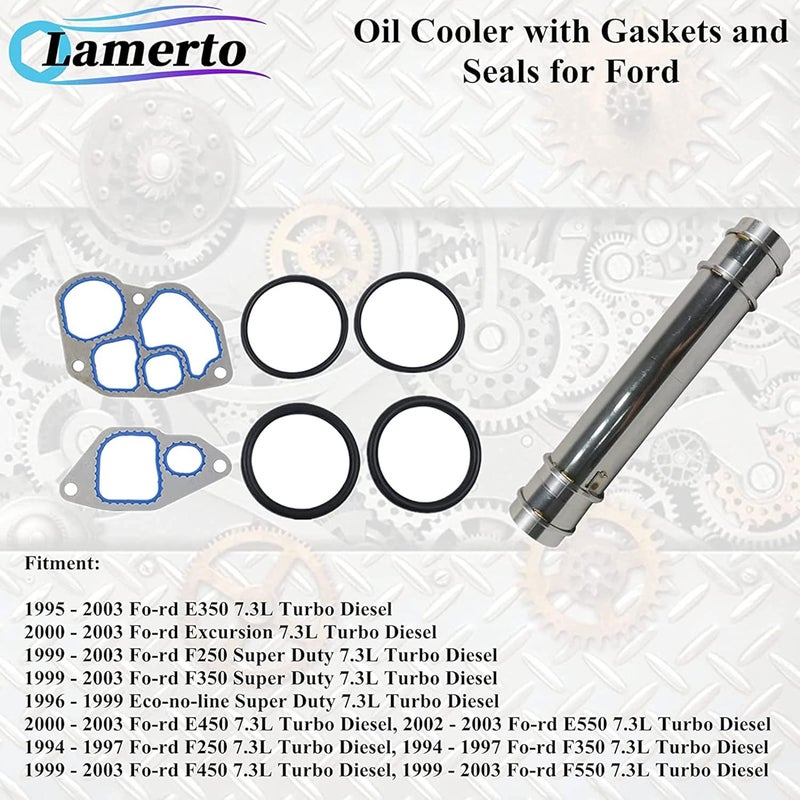 Surwit 904-225 Engine Oil Cooler with Gasket and Seal Kit Compatible with 1994-2003 Ford E350 E450 E550 Excursion F250 F350 F450 F550 Super Duty 7.3L Powerstroke Diesel Part# 1C3Z6A642AA - Image 4