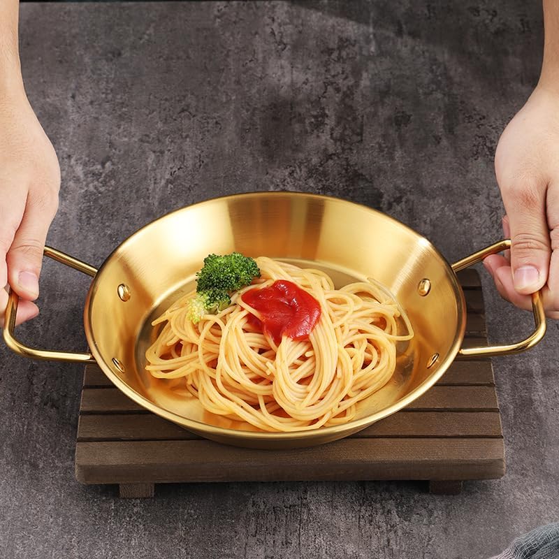 Stainless steel pan with two handles, one-piece durable design for everyday cooking and ideal heat distribution, rust-resistant material suitable for modern kitchens (size 20) - Image 3