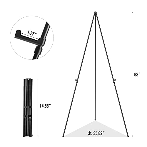 Aredy Easel Stand for Sign, Aredy 63" Portable Painting Easel, Lightweight Metal Easels for Painting Canvas, Wedding Sign (2 Pack) - Image 3