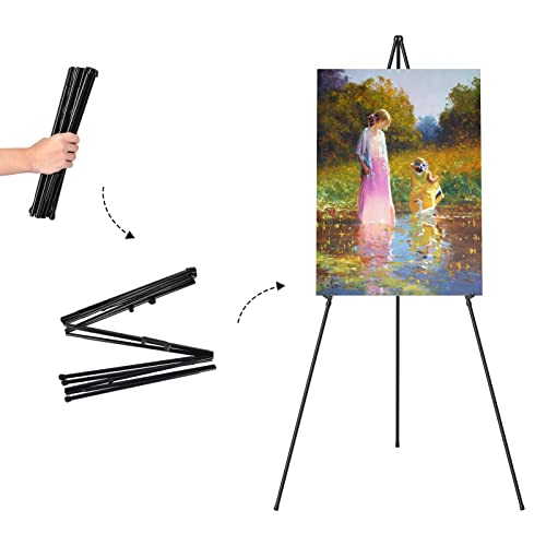 Aredy Easel Stand for Sign, Aredy 63" Portable Painting Easel, Lightweight Metal Easels for Painting Canvas, Wedding Sign (2 Pack) - Image 2