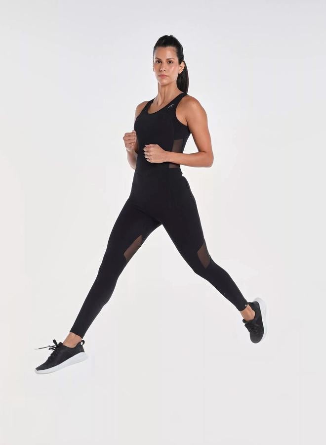 Wizard Women Black Vent Racy Plain Criss Cross Back Jumpsuit - Image 4