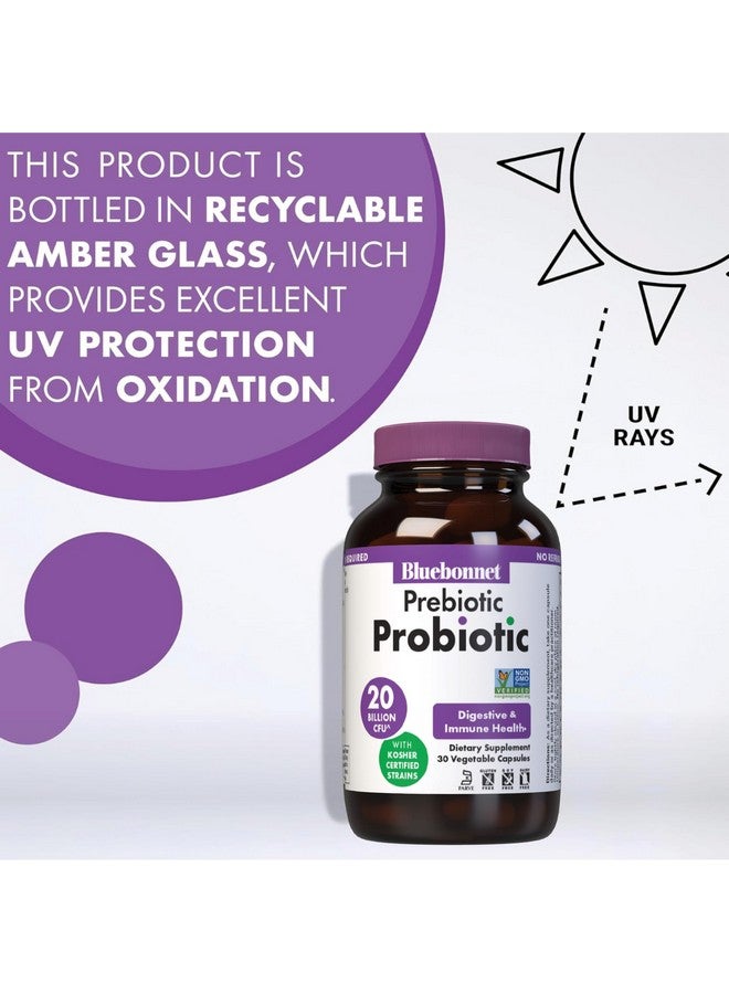 Bluebonnet Nutrition Prebiotic Probiotic 20 Billion CFU Shelf Stable - 5 Kosher Certified Strains - Digestion, Gut, & Immune* - Non-GMO, Gluten-Free, Soy-Free - 30 Vegetable Capsules, 30 Servings - Image 5