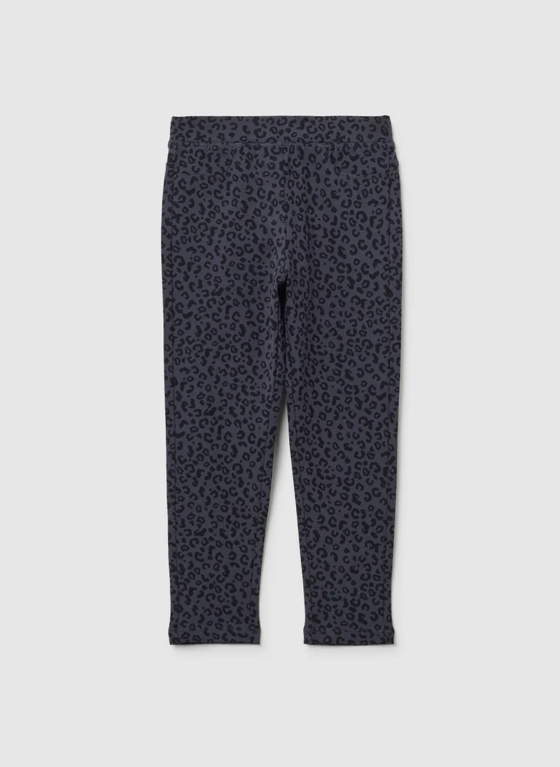 او في اس GIRLS' GREY COTTON SLIM FIT TREGGINGS