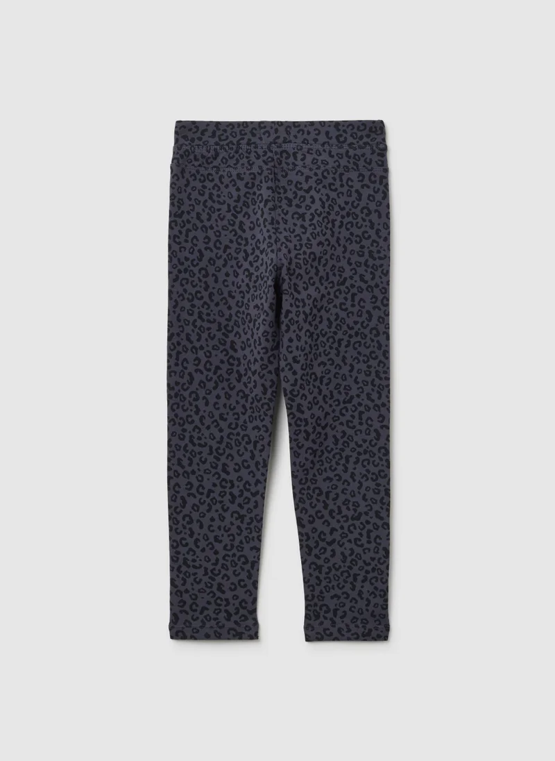 او في اس GIRLS' GREY COTTON SLIM FIT TREGGINGS