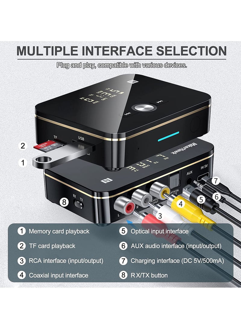 محول استقبال الصوت بتقنية بلوتوث SYOSI، جهاز استقبال وإرسال صوت بتقنية بلوتوث 5.0 مع جهاز تحكم عن بعد/كابل صوت/كابل شحن، جهاز استقبال صوت لاسلكي لنظام الصوت/الهواتف/الأجهزة اللوحية/سماعات الرأس/السيارة - Image 4