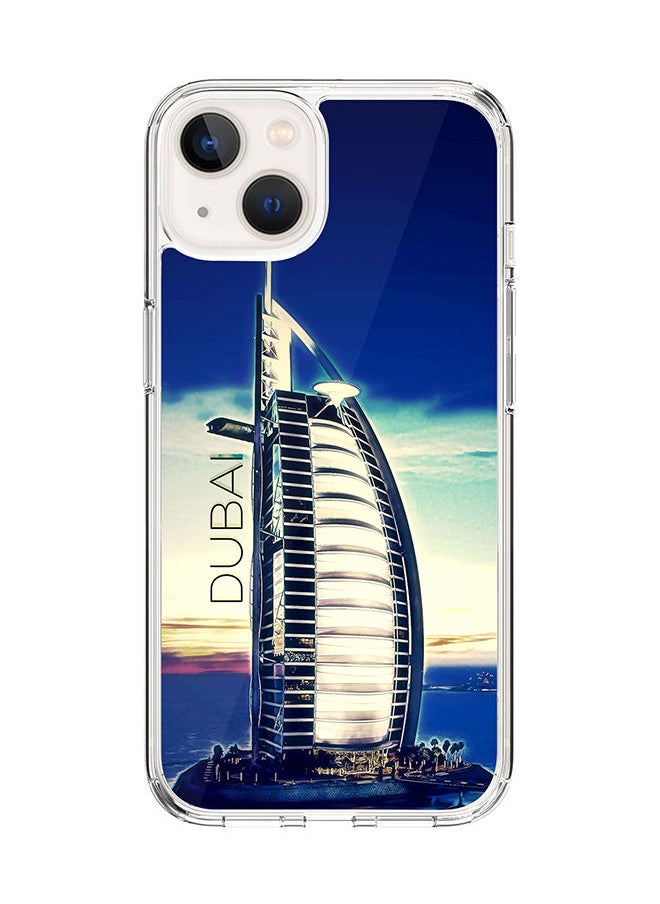 Stylizedd Classic Clear Case for Apple iPhone 14 Hybrid Soft Case Flexible Edges Anti Drop TPU PC Gel Thin Transparent Cover [ Designed for Apple iPhone 14 ] - Burj Al Arab - Dubai Full Print  - Image 1
