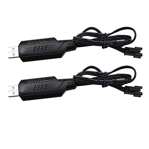 Blomiky 2 Pack 7.4V SM-3P Plug Charger Cable for 7.4V 2S 600mAh 900mAh 1200mAh 1300mAh 1500mAh Li-ion Battery/SM-3P USB 2 - Image 1