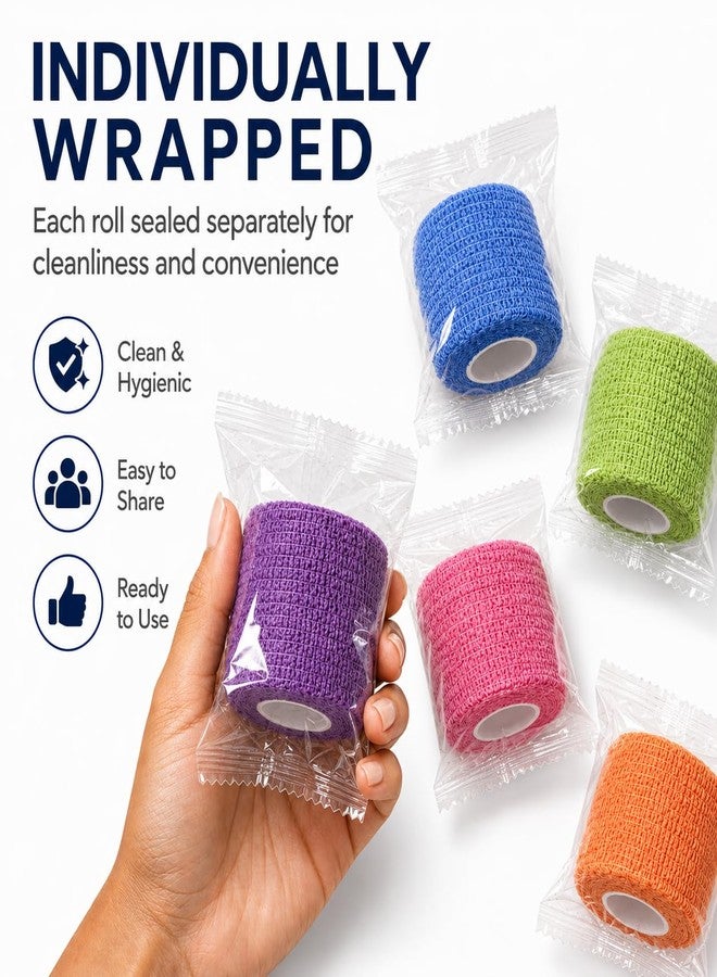 Primacare WB-7709 Self Adhesive Bandage Wrap 48 Pack, 2” x 5 Yards Cohesive Elastic Bandage Wrap, Multi Color Self Adherent Athletic Wrap Tape for Wrist, Ankle, Sports, First Aid, Vet and Pet Care - Image 4
