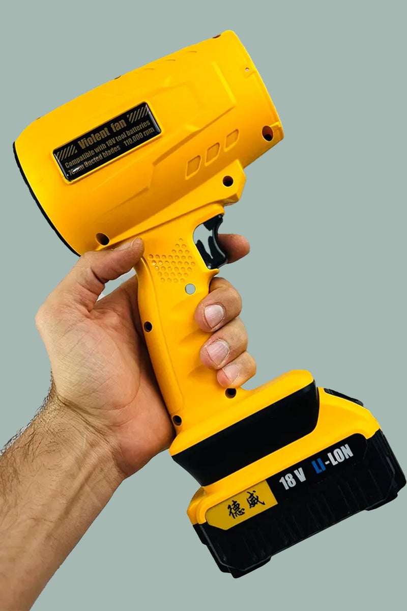 DIGI CORE Compressed Air Duster Dust Blower Jet Dry Blower 110,000 RPM Air Blower Portable Turbo Fan Vacuum Cleaner Portable Blower Violent Fan F017 Compatible With 18V Tool Battery 70MM Ducted Blades Type-C Fast Charging Yellow - Image 3