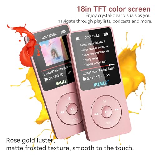 RUIZU 64GB MP3 Player with Bluetooth 5.3, 1.8" Screen Portable Music Player, FM Radio, Voice Recording, EBook, Shuffle Single Loop, 80H Digital Audio Video Playback, Lightweight, Support 128GB TF Card - Image 3