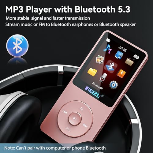 RUIZU 64GB MP3 Player with Bluetooth 5.3, 1.8" Screen Portable Music Player, FM Radio, Voice Recording, EBook, Shuffle Single Loop, 80H Digital Audio Video Playback, Lightweight, Support 128GB TF Card - Image 2