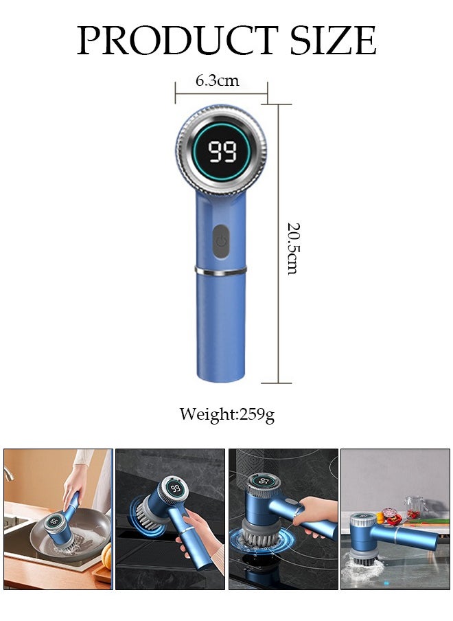 DUNISO - Electric Spin Scrubber, 5 in 1 Electric Bathroom Scrubber with 3 Adjustable Speed & 5 Replaceable Brush Heads, 360° Digital Electric Scrubber for Bathroom Bathtub Kitchen Floor Sink - Image 1