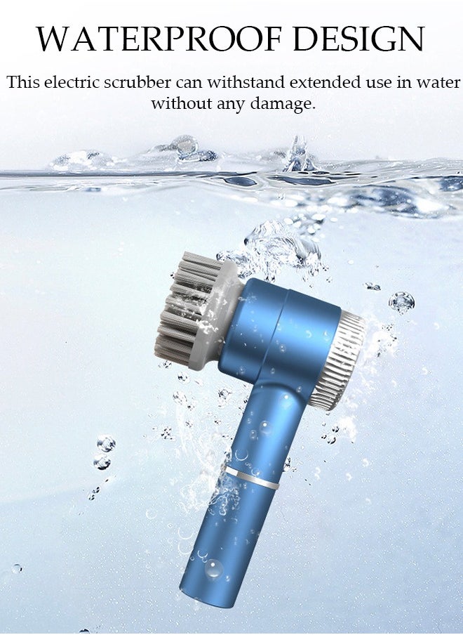 DUNISO - Electric Spin Scrubber, 5 in 1 Electric Bathroom Scrubber with 3 Adjustable Speed & 5 Replaceable Brush Heads, 360° Digital Electric Scrubber for Bathroom Bathtub Kitchen Floor Sink - Image 1