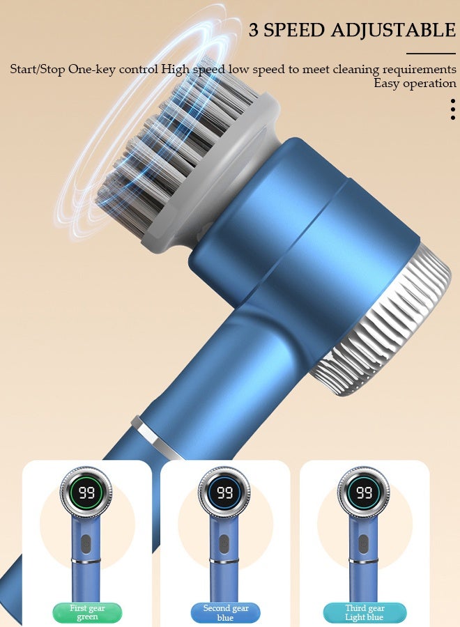 DUNISO Electric Spin Scrubber, 5 in 1 Electric Bathroom Scrubber with 3 Adjustable Speed & 5 Replaceable Brush Heads, 360° Digital Electric Scrubber for Bathroom Bathtub Kitchen Floor Sink - Image 4