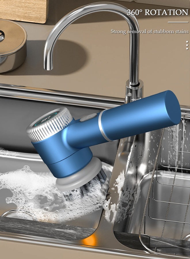 DUNISO Electric Spin Scrubber, 5 in 1 Electric Bathroom Scrubber with 3 Adjustable Speed & 5 Replaceable Brush Heads, 360° Digital Electric Scrubber for Bathroom Bathtub Kitchen Floor Sink - Image 3