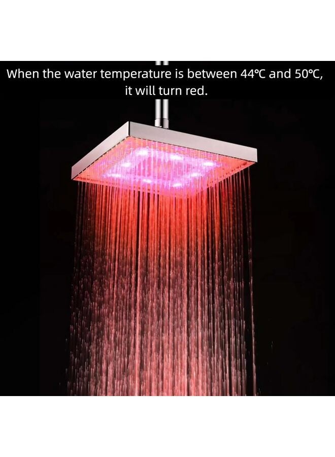 Rain Shower Head, 12" High-Pressure Rainfall Shower Head Water Temperature Controlled 3 Colors Lights Changing Water - Image 5