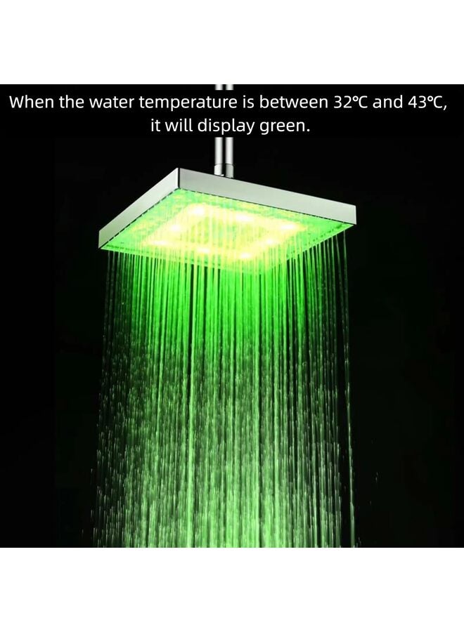 Rain Shower Head, 12" High-Pressure Rainfall Shower Head Water Temperature Controlled 3 Colors Lights Changing Water - Image 3
