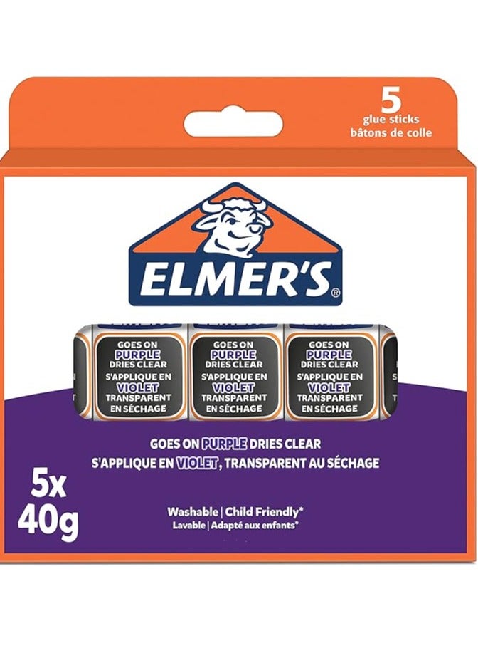 Elmers 5-Piece Disappearing Purple Glue Sticks - Image 1