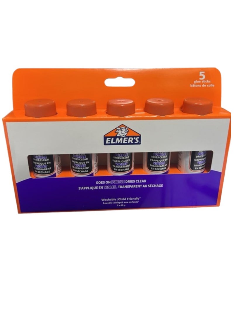 Elmers 5-Piece Disappearing Purple Glue Sticks - Image 2