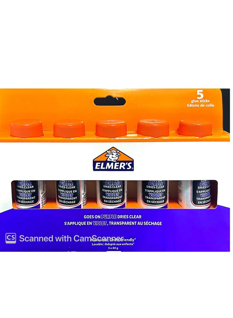 Elmers 5-Piece Disappearing Purple Glue Sticks - Image 3